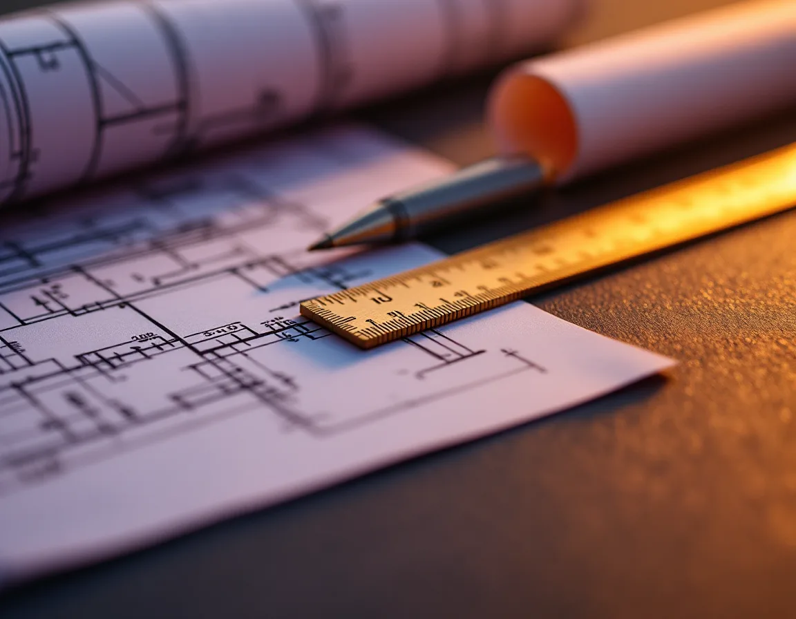 Rolled construction drawings and drafting scale